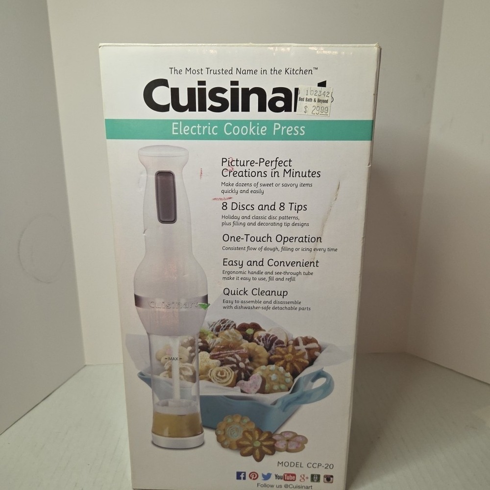 Cuisinart CCP-20 RED Electric Cookie Press, 8 Discs 8 Tips‎ Included NEW